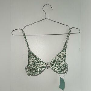 NWT Green & White Bikini Top - Small